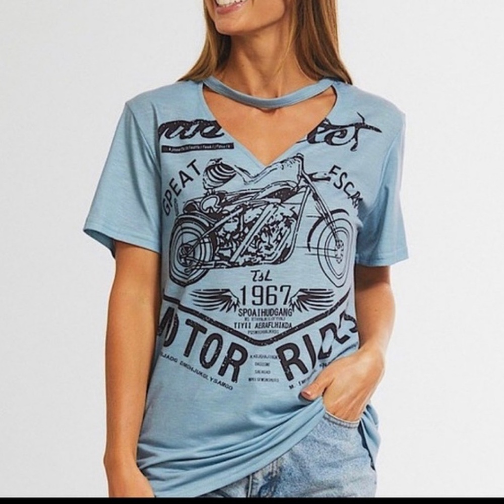 Oversized Cutout Motorcycle Tee Size Small